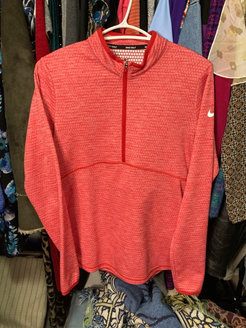 Nike Golf Dri-fit Three Quarter Zip Red Small